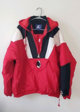 Mens Vintage Rutgers Scarlet Knights Starter Jacket Size Xl 1/4 Zip