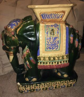 Vintage Vietnamese Elephant Ceramic Plant Stand/stool