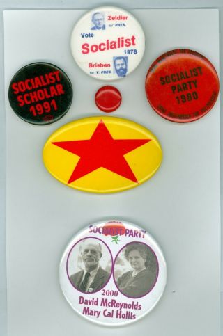 6 Vtg 1980 - 00 Socialist Party President Candidates Campaign Pinback Buttons