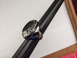 Authentic Swarovski Black Rhodium Plated Huge Chunky Ring,  Swan Logo,  Sz.  8 1/2