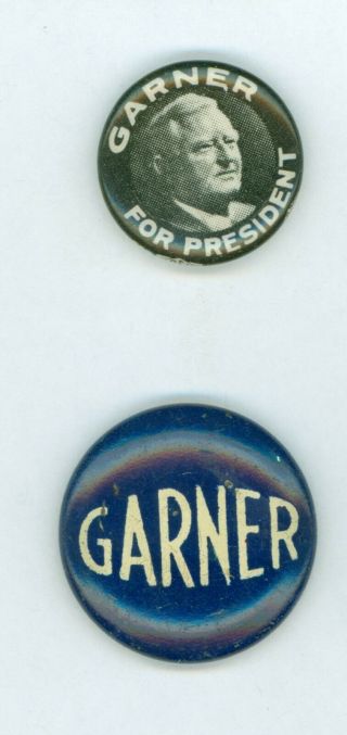 2 Vtg 1932 - 40 President John Nance Garner Political Campaign Pinback Buttons C&l