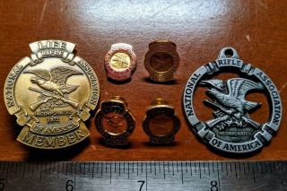 Nra Life Member Endowment Patron Benefactor Hat Lapel Pins,  Brass Medal Keychain