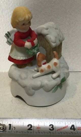 Vintage Porcelain Christmas Music Box Plays White Christmas