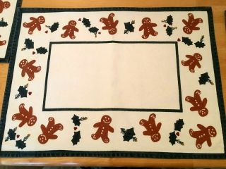 6 Christmas Gingerbread Man Linen Placemats Hartstone Home Textiles 18 " X13 "