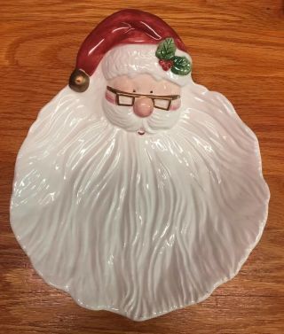 Fitz & Floyd Omnibus Santa Cookie Plate Platter 1995 Christmas Collectible