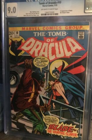 Tomb Of Dracula 10 Cgc 9.  0 1st Appearance Of Blade