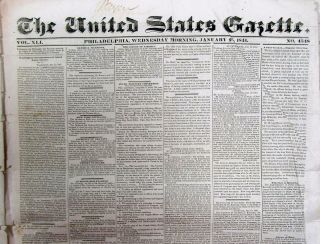 1841 Us Gazette – William Henry Harrison Washington Arrival,  Liberia,  Fulton