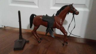 Mattel 1970 Chestnut Horse Dancer With Saddle And Stand