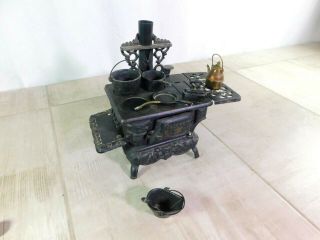 Vintage Crescent Cast Iron Toy Cook Stove W/ All