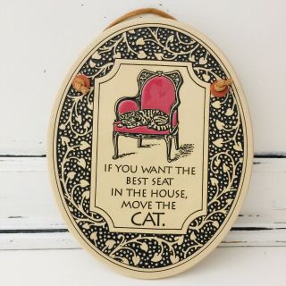 Cat Kitty Trinity Pottery Wall Plaque Decor Best Seat