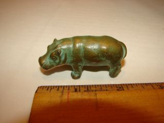 Vintage Miniature Mini Brass Animal Figure Hippo Hippopotamus 2 Inches
