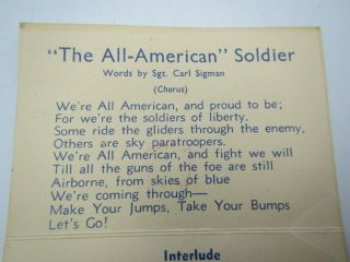 Vintage WWII 82nd Song Card 