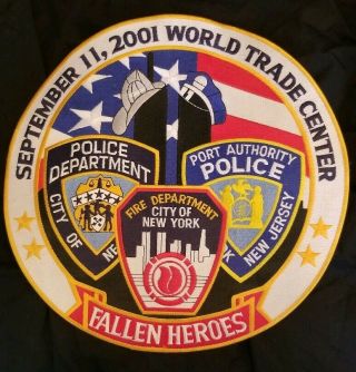 Nypd Fdny September 11 2001 Fallen Heroes Statue Of Liberty Wtc 12 Inch Patch