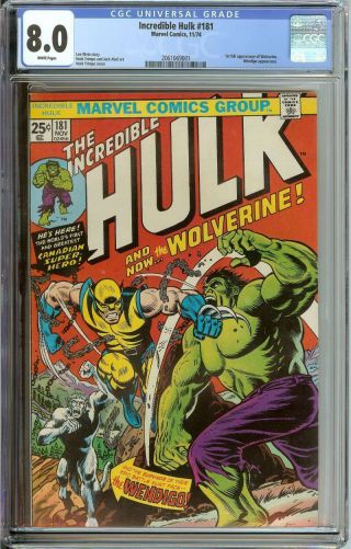 Incredible Hulk 181 Cgc 8.  0 White Pages