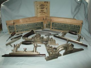 Vintage Stanley No 55 Combination Plane With 4 Boxes Of Cutters