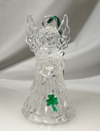 Galway Irish Crystal Angel Bell Ornament With Shamrock - 58172