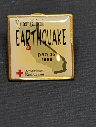 Vintage American Red Cross Pin Northern California Ca Earthquake Dro 35 1989