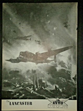1943 The Lancaster Bomber Battle Avro Wwii Vintage Trade Wootton Print Ad