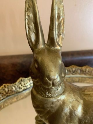 Early German Gold Painted Paper Mache Rabbit Candy Container