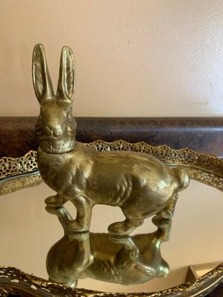 Early German Gold Painted Paper Mache Rabbit Candy Container 2