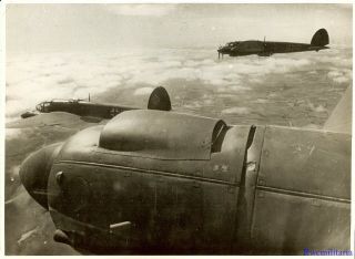 Press Photo: Best Aerial View Luftwaffe He - 111 Bombers Heading To England