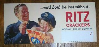 Graphic Old Cardboard Grocery Store Sign Advertising Nabisco Ritz Crackers