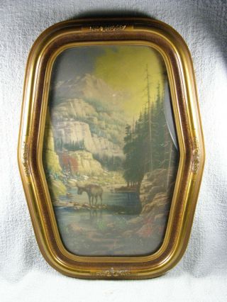Vintage 1920 - 30s Dome Glass Picture Frame - W.  A.  Carson Print