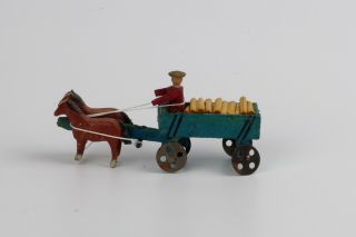 Erzgebirge Hand Carved German Toy Wooden Carriage With Horses
