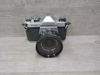 Vtg Pentax Asahi K1000 35mm Film Camera With Smc Pentax 1:2.  8 24mm Lens