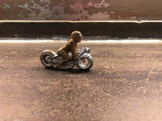 Vintage Barclay Manoil Lead Slush Mold Us Military Soldier Toy Motorcycle