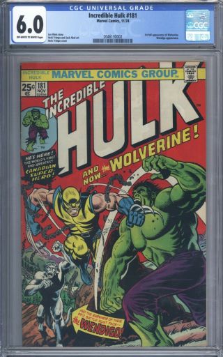 Incredible Hulk 181 Cgc 6.  0 Vol 1 Upper Mid Grade 1st App Wolverine