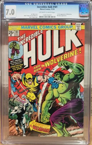 The Incredible Hulk 181 (nov 1974,  Marvel) Cgc 7.  0 Not Pressed Detailed Pics
