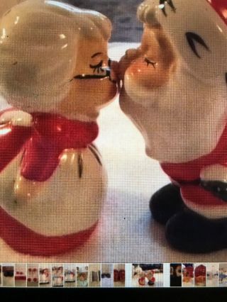 Santa Claus Kissing Mrs Claus Salt And Pepper Shakers