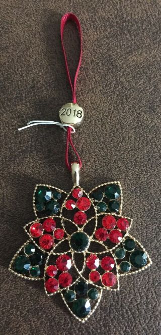 Liz Claiborne 2018 Jeweled Poinsettia Christmas Ornament