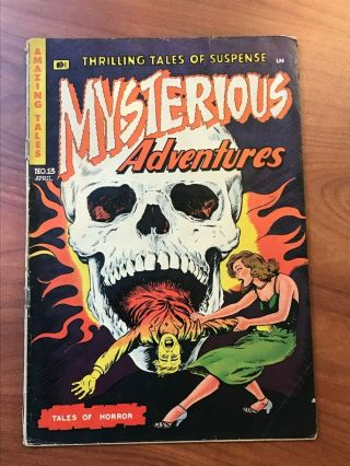 Mysterious Adventures 13 Story Comics Pre - Code Horror 1953 Skull Cover Gd/vg