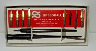 Vintage Speedball No.  5 Artist Pen Set 3065 for Lettering and Drawing 2