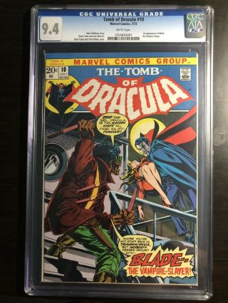 Tomb Of Dracula 10 Cgc 9.  4 White Pages Near Perfect 1st App Of Blade
