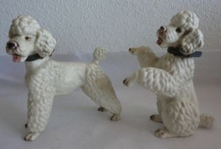 (2) Vintage Lefton Japan Poodle Dog Ceramic Figurines W/ Collars H3901 Pair