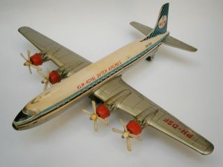 Vintage Mechanism Tin Toy Japan Daiya Aircraft Airplane - Klm - Royal Airlines