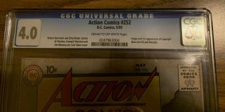 Action Comics 252 CGC 4.  0 FIRST SUPERGIRL JUSTICE LEAGUE 2? HARD TO FIND 2