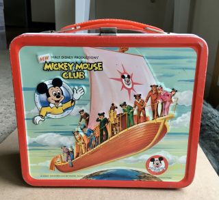 Vintage Walt Disney Mickey Mouse Club Metal Lunchbox Good