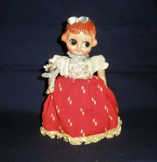 Vintage Wind - Up Tin Toy From Japan.  Dancing Girl W/celluloid Head.  1950 