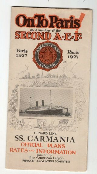 1927 Cunard Line Ss Carmania Brochure With Deck Plans