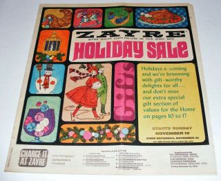 Vtg 1970 Zayre Department Store Christmas Sales Paper Hot Wheels Sizzlers/barbie
