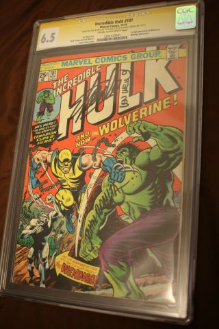 The Incredible Hulk 181 Cgc 6.  5 Signed By The Late Stan Lee 1st App Wolverine