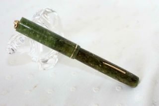 Restored Sheaffer Green Whte Dot Lever Filled Ring Top Fountain Pen Lifetime Nib