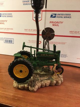 John Deere Tractor Table Lamp Without Shade With Windmill Most Missing It