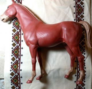 1965 Louis Marx & Co.  Inc Mcmlxv Brown Horse W 13 Inch Tall At Head 1:9 Scale