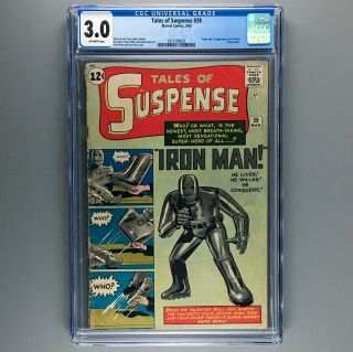 Tales Of Suspense 39 Cgc 3.  0 Origin & 1st Appearance Iron Man 1963 Double Quotes