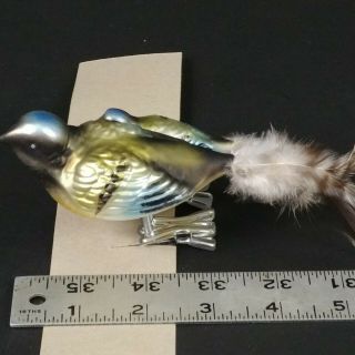 2 Smith & Hawken Clip On Blue Bird w/Feathers Christmas Ornaments W/Original Box 3